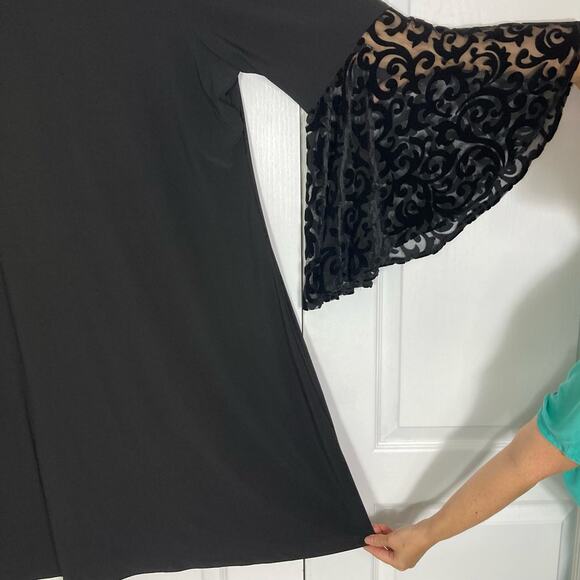 NWOT R&M RICHARDS Dress 18 Velour Burnout Flared Bell Sleeve A Line - Picture 4 of 9